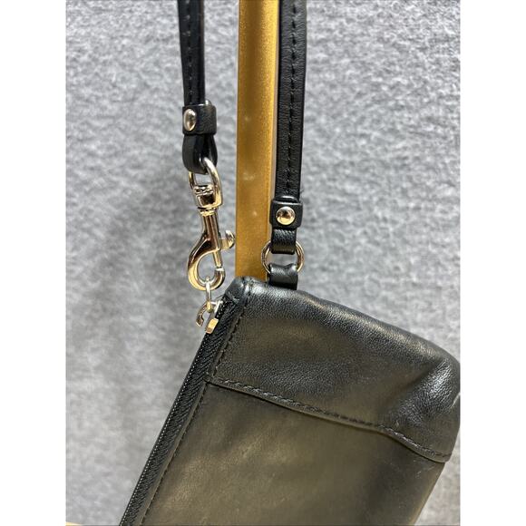 Coach Park Medium Black Leather Wristlet Wallet Card Holder 2 Compartment - Picture 4 of 13